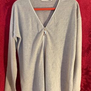 Soft Surroundings Valentina Tan Zip Polyester Blend Knit Cardigan size Large